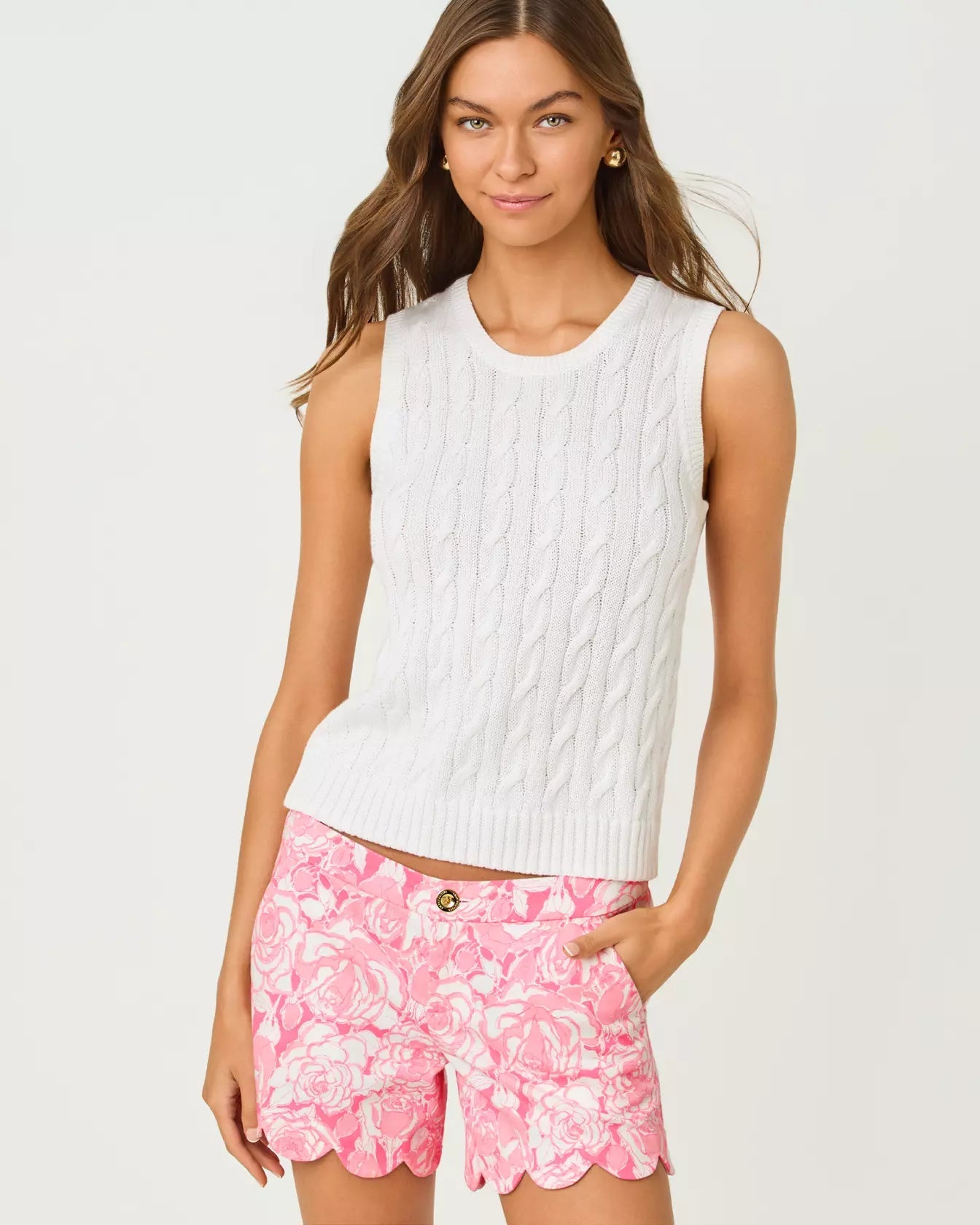 Brockton Crew Neck Sweater TankLILLY PULITZERThe Printed Peach Savannah