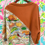 Brown Colorblock Thanksgiving Meal SweatshirtQueen of SparklesThe Printed Peach Savannah