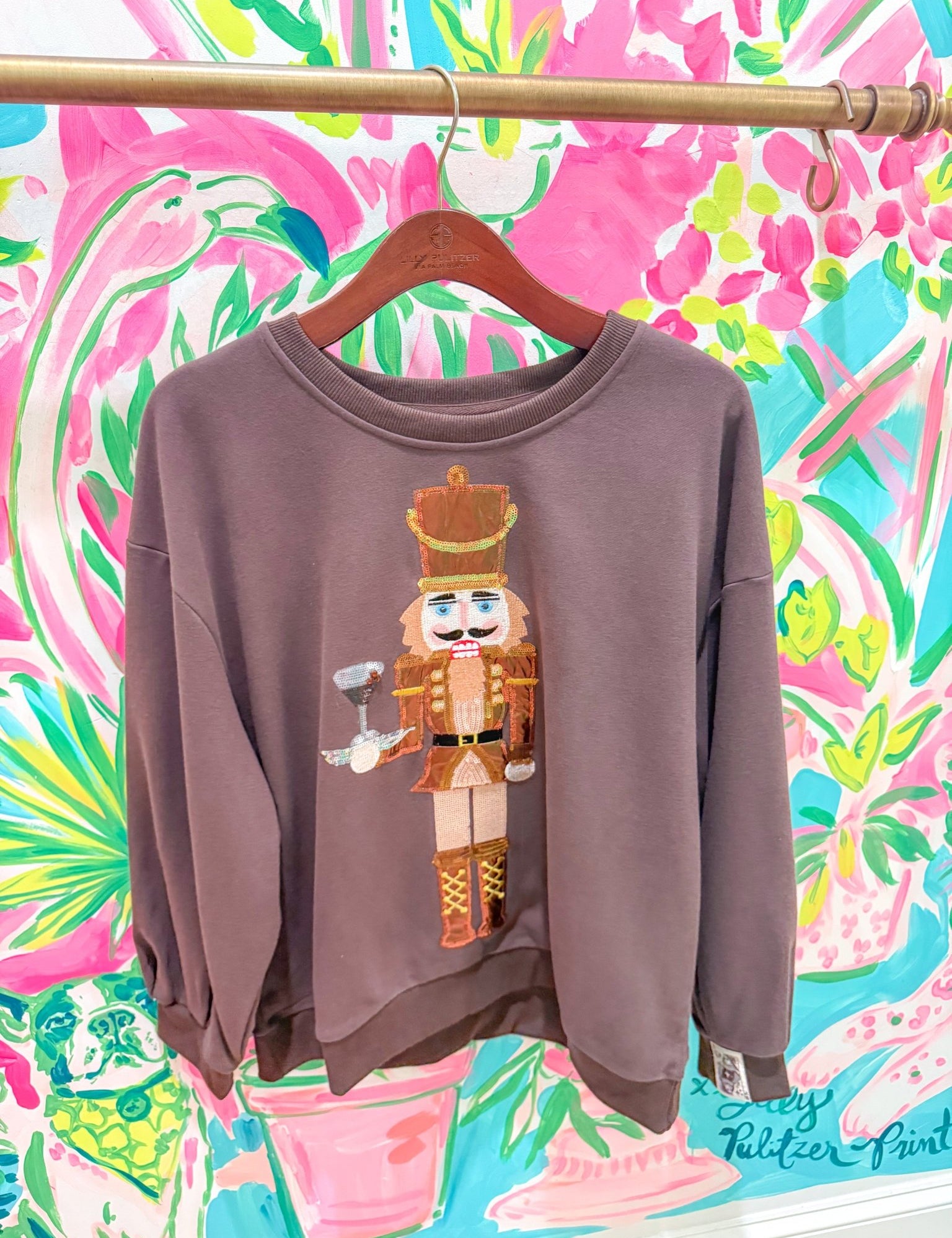 Brown Espresso Martini Serving Nutcracker SweatshirtQueen of SparklesThe Printed Peach Savannah