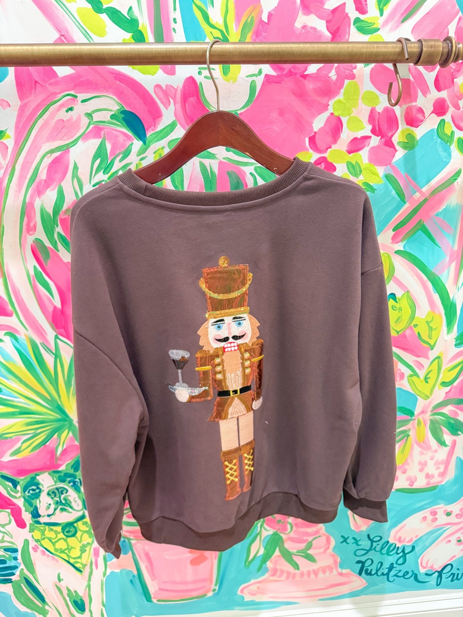 Brown Espresso Martini Serving Nutcracker SweatshirtQueen of SparklesThe Printed Peach Savannah