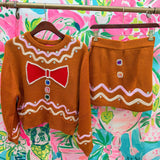 Brown Gingerbread Man Jewel Bow Tie Sweater and Skirt SetQueen of SparklesThe Printed Peach Savannah