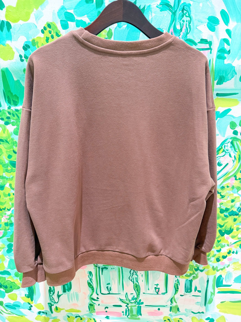 Brown Queen of Coffee SweatshirtWomens - Tops - CrewnecksQueen of SparklesThe Printed Peach Savannah