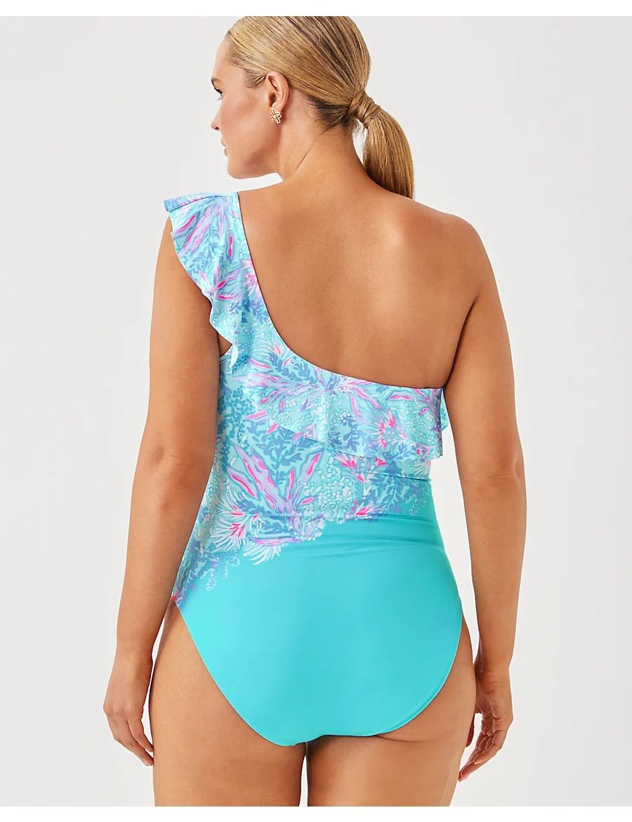 Caelum Ruffle One PieceWomen - Swim - One PiecesLILLY PULITZERThe Printed Peach Savannah