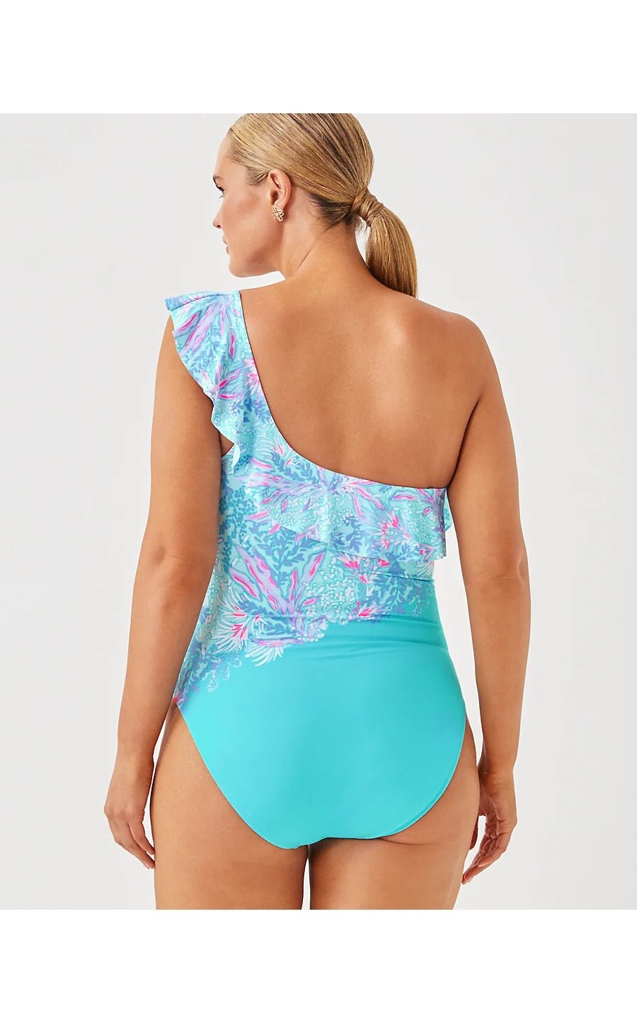 Caelum Ruffle One PieceWomen - Swim - One PiecesLILLY PULITZERThe Printed Peach Savannah