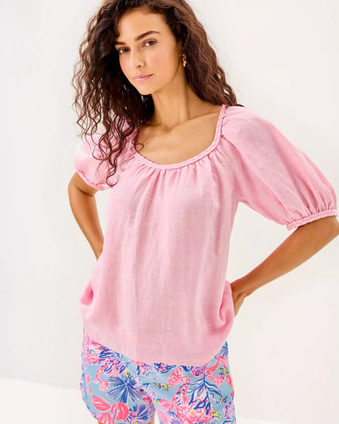 Calais Short Sleeve TopHeartland Retail ItemsLILLY PULITZERThe Printed Peach Savannah