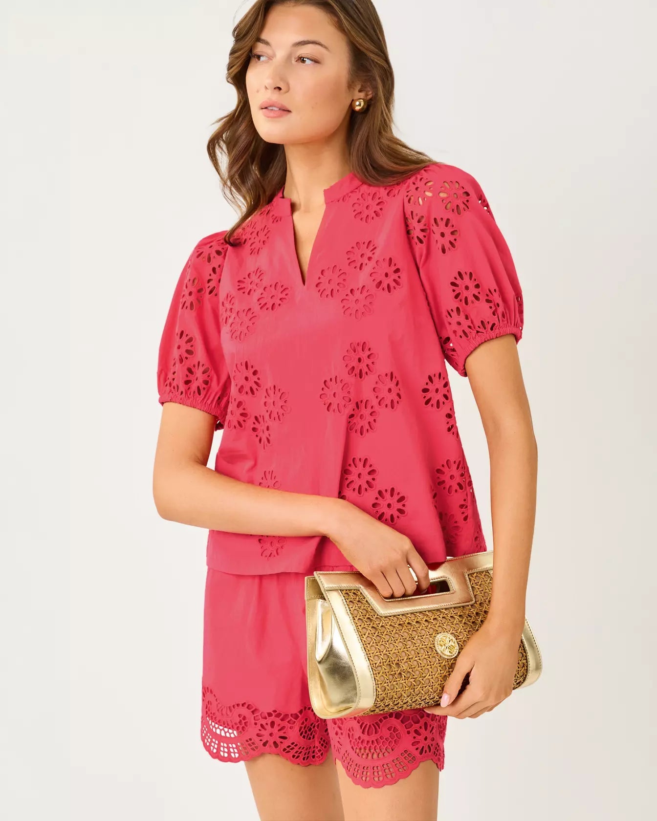 Castine Short Sleeve TopWomen - Tops - BlousesLILLY PULITZERThe Printed Peach Savannah