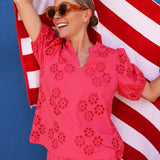 Castine Short Sleeve TopWomen - Tops - BlousesLILLY PULITZERThe Printed Peach Savannah