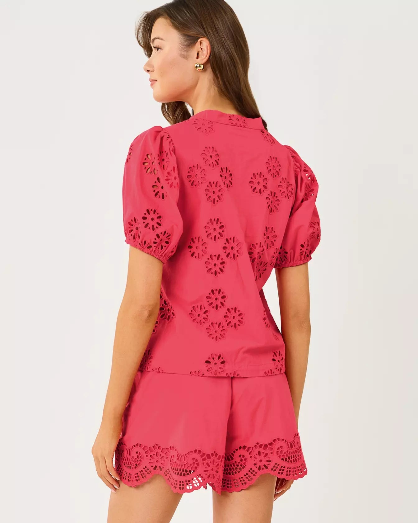 Castine Short Sleeve TopWomen - Tops - BlousesLILLY PULITZERThe Printed Peach Savannah