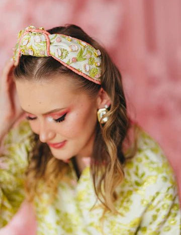Chartreuse and Blush Jacquard HeadbandHeartland Retail ItemsBrianna CannonThe Printed Peach Savannah