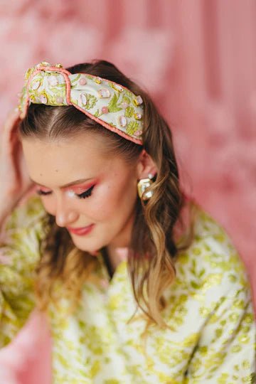 Chartreuse and Blush Jacquard HeadbandHeartland Retail ItemsBrianna CannonThe Printed Peach Savannah