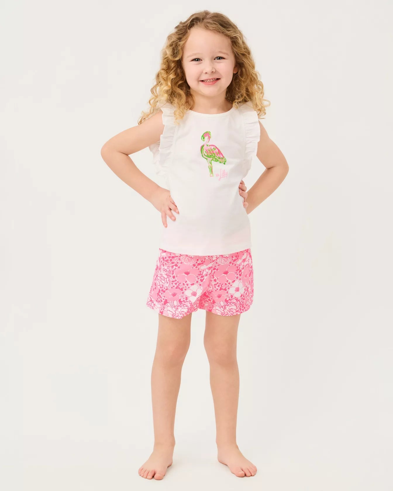 Chickie Ruffle TopGirls - Tops & Bottoms - TopsLILLY PULITZERThe Printed Peach Savannah