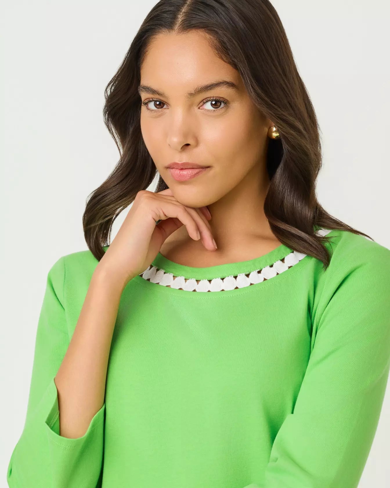 Clairmont 3/4 Sleeved Trimmed Knit TopLILLY PULITZERThe Printed Peach Savannah