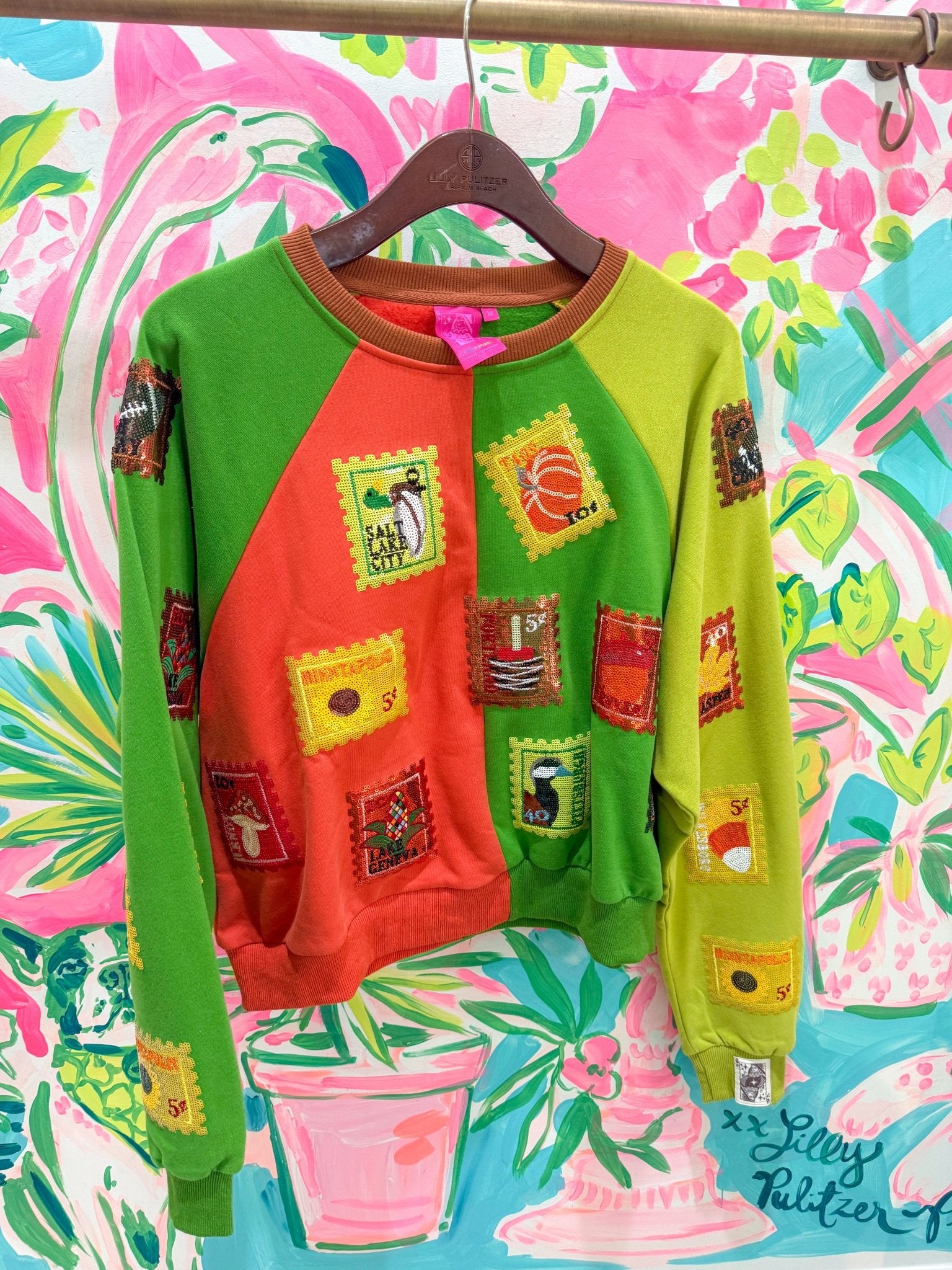Colorblock Fall Stamp SweatshirtQueen of SparklesThe Printed Peach Savannah