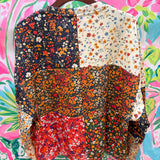 Colorblock Floral Print Gingham Pumpkin SweatshirtQueen of SparklesThe Printed Peach Savannah