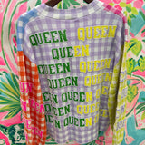 Colorblock Gingham 'Queen' All Over CardiganQueen of SparklesThe Printed Peach Savannah