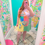 Colorblock Gingham Queen Card Logo Button Up Cotton DressQueen of SparklesThe Printed Peach Savannah