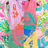 Colorblock Gingham Queen Card Logo Button Up Cotton DressQueen of SparklesThe Printed Peach Savannah