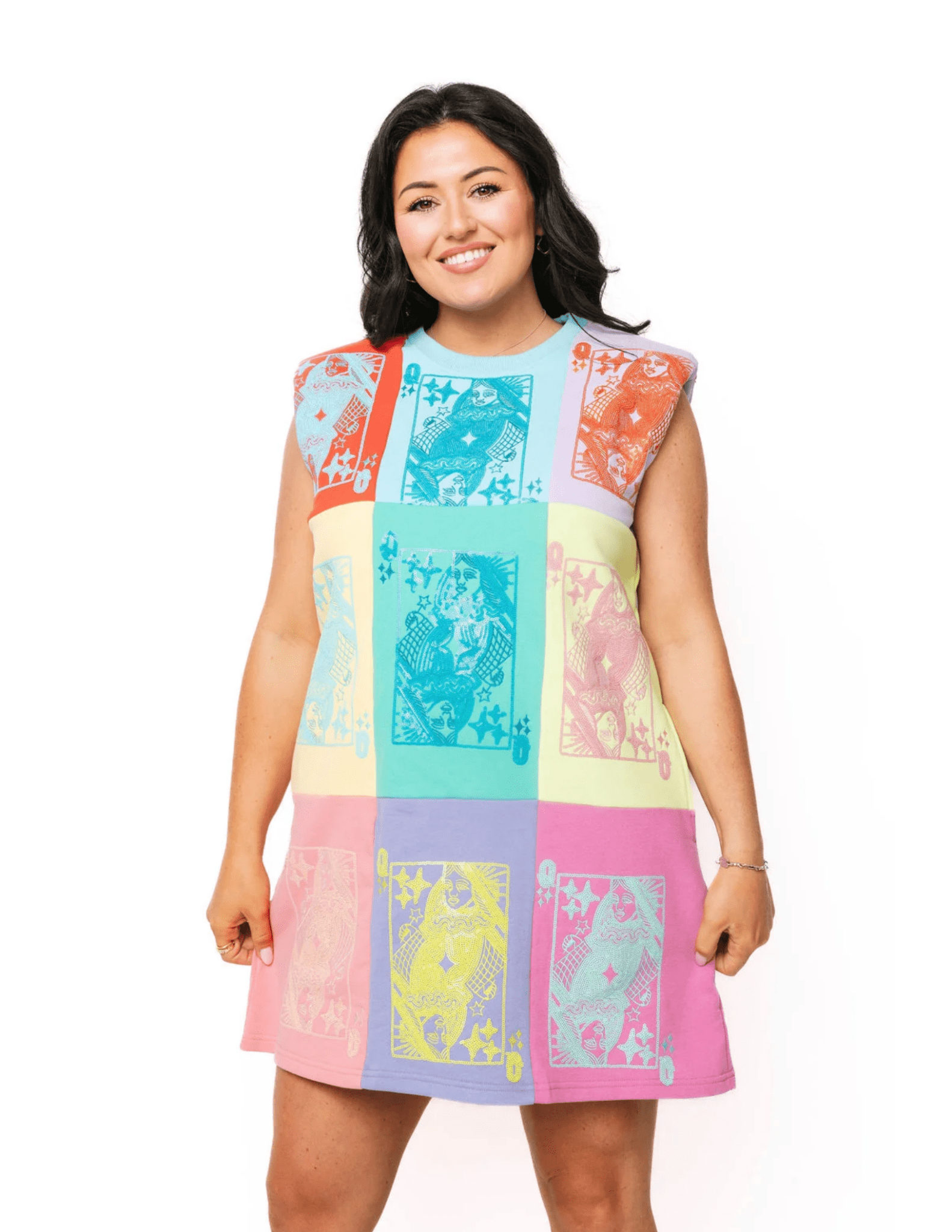 Colorblock QOS Card Logo Tank DressWomen - Dresses - A-Line/Easy DressesQueen of SparklesThe Printed Peach Savannah