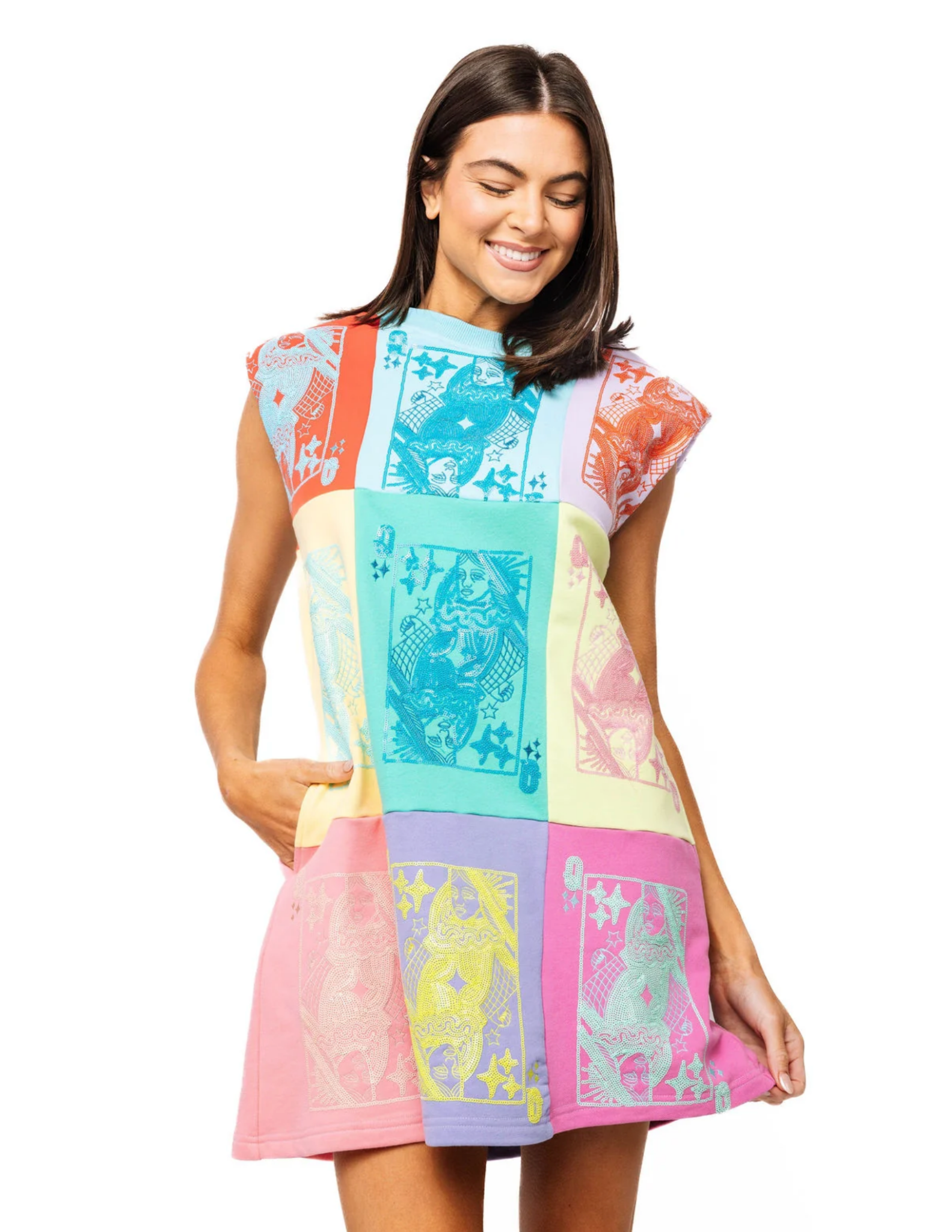 Colorblock QOS Card Logo Tank DressWomen - Dresses - A-Line/Easy DressesQueen of SparklesThe Printed Peach Savannah