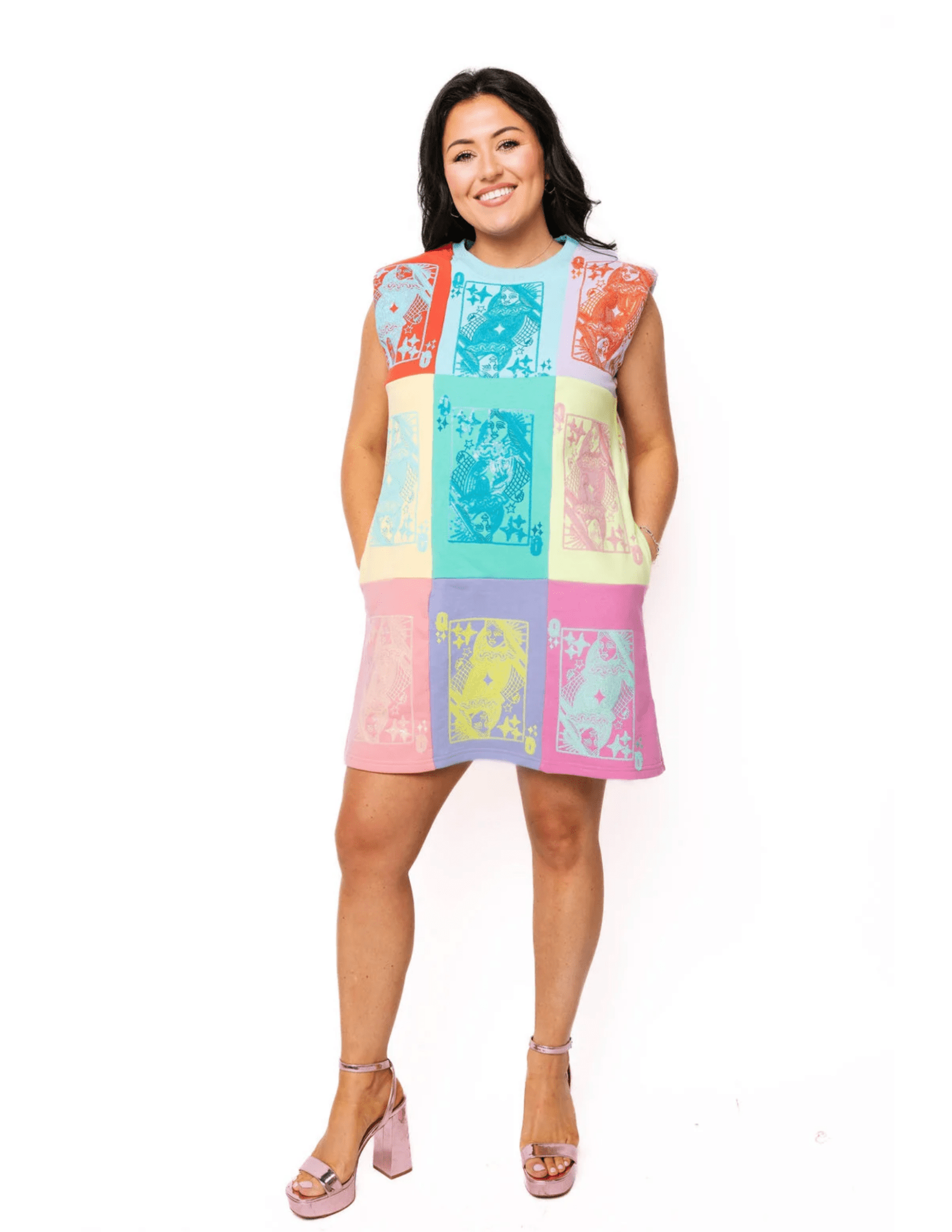 Colorblock QOS Card Logo Tank DressWomen - Dresses - A-Line/Easy DressesQueen of SparklesThe Printed Peach Savannah