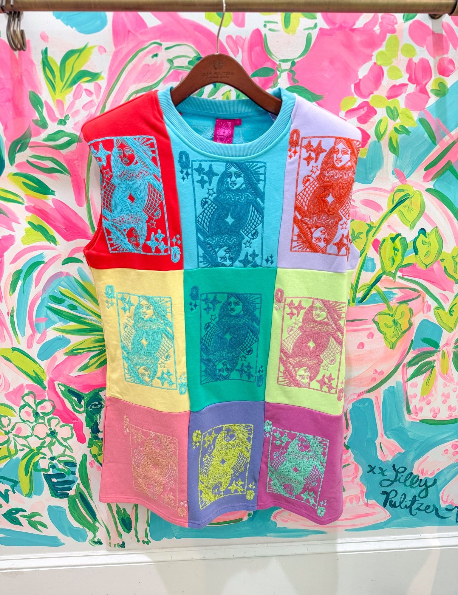 Colorblock QOS Card Logo Tank DressQueen of SparklesThe Printed Peach Savannah