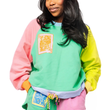 Colorblock QOS Card Logo Tie SweatshirtWomen - Tops - Sweatshirts & PopoversQueen of SparklesThe Printed Peach Savannah