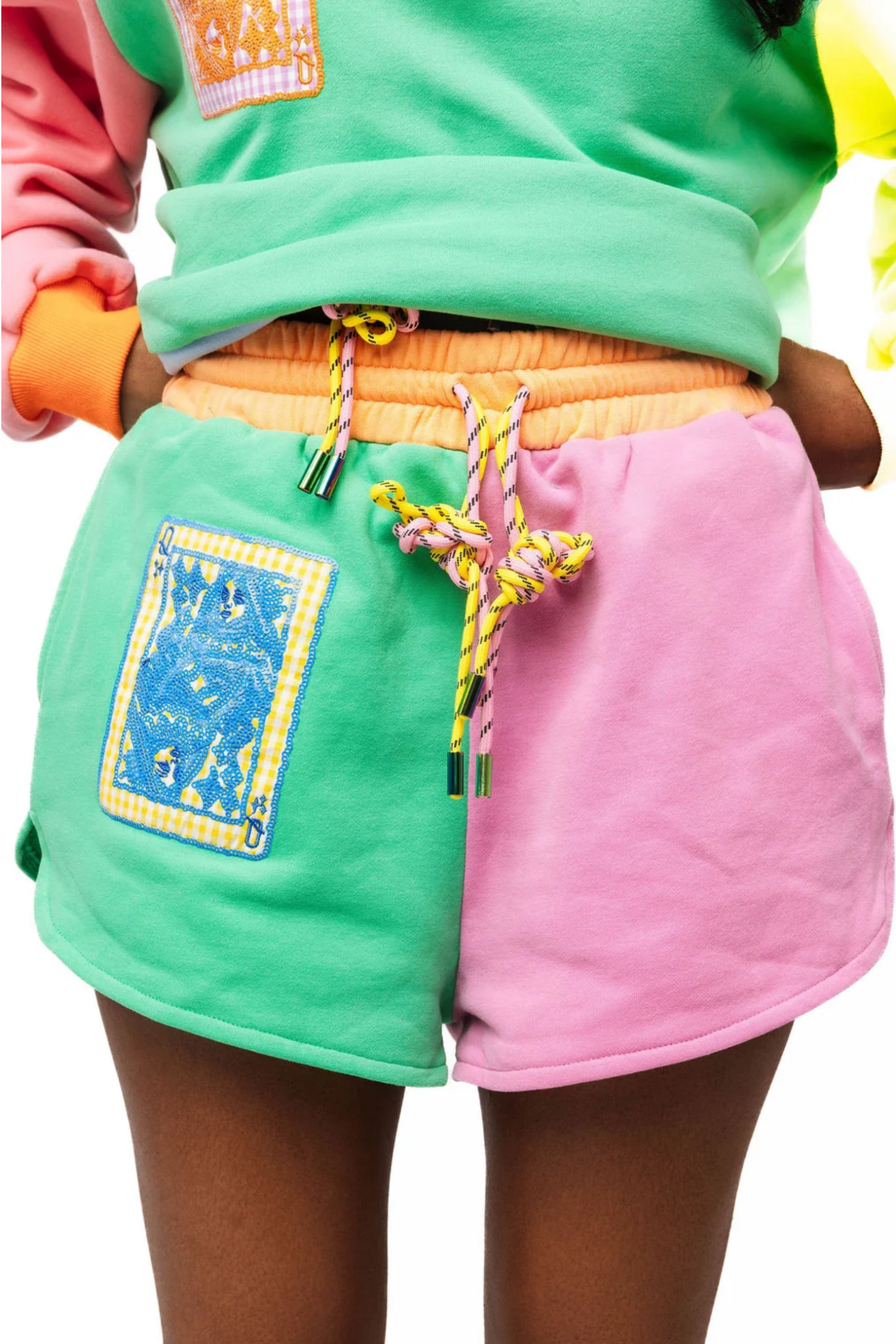 Colorblock QOS Logo Tie ShortWomen - Bottoms - ShortsQueen of SparklesThe Printed Peach Savannah