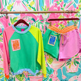 Colorblock QOS Logo Tie ShortQueen of SparklesThe Printed Peach Savannah