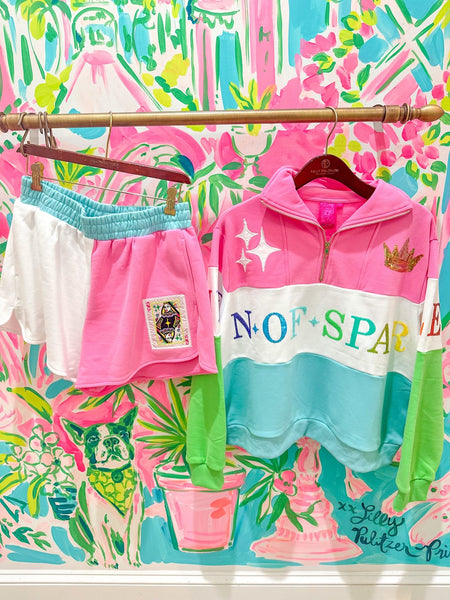 Colorblock Stripe Queen of Sparkles Half Zip SweatshirtHeartland Retail ItemsQueen of SparklesThe Printed Peach Savannah