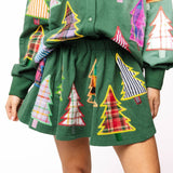 Dark Green Multi Plaid & Stripe Christmas Tree Pleated SkortQueen of SparklesThe Printed Peach Savannah