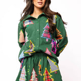 Dark Green Multi Plaid & Stripe Christmas Tree Pleated SkortQueen of SparklesThe Printed Peach Savannah