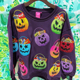 Dark Purple Multi Candy in Halloween Baskets SweatshirtWomens - Tops - CrewnecksQueen of SparklesThe Printed Peach Savannah