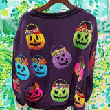 Dark Purple Multi Candy in Halloween Baskets SweatshirtWomens - Tops - CrewnecksQueen of SparklesThe Printed Peach Savannah