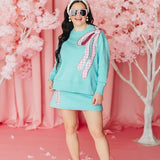 Robin Egg Skirt/Skort with Pink Gingham Bow