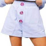 Dusty Blue Henley Jewel Button ShortQueen of SparklesThe Printed Peach Savannah