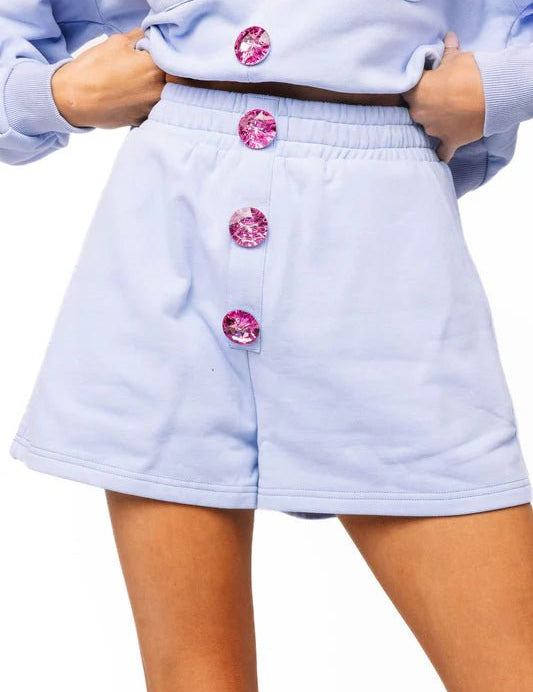 Dusty Blue Henley Jewel Button ShortQueen of SparklesThe Printed Peach Savannah