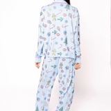 Light Blue Multi Christmas Icon Long Sleeve PJ Top and Pants Set