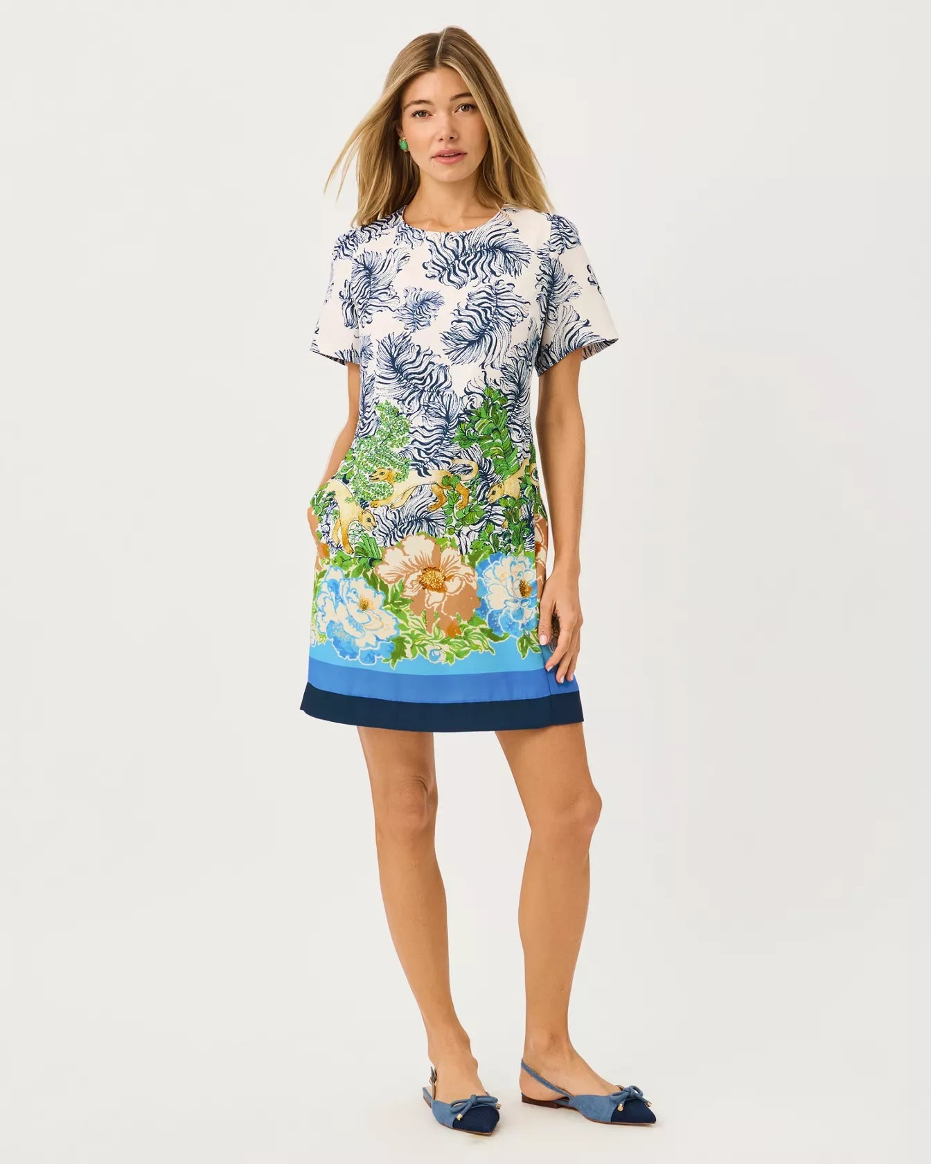 Edita Short Sleeve ShiftWomen - Dresses - A-Line/Easy DressesLILLY PULITZERThe Printed Peach Savannah