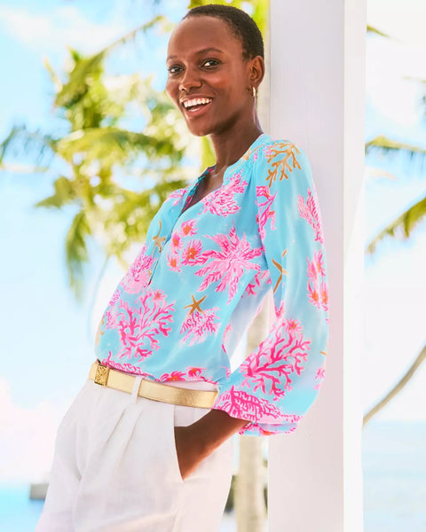 Elsa Silk TopWomens - DressesLILLY PULITZERThe Printed Peach Savannah
