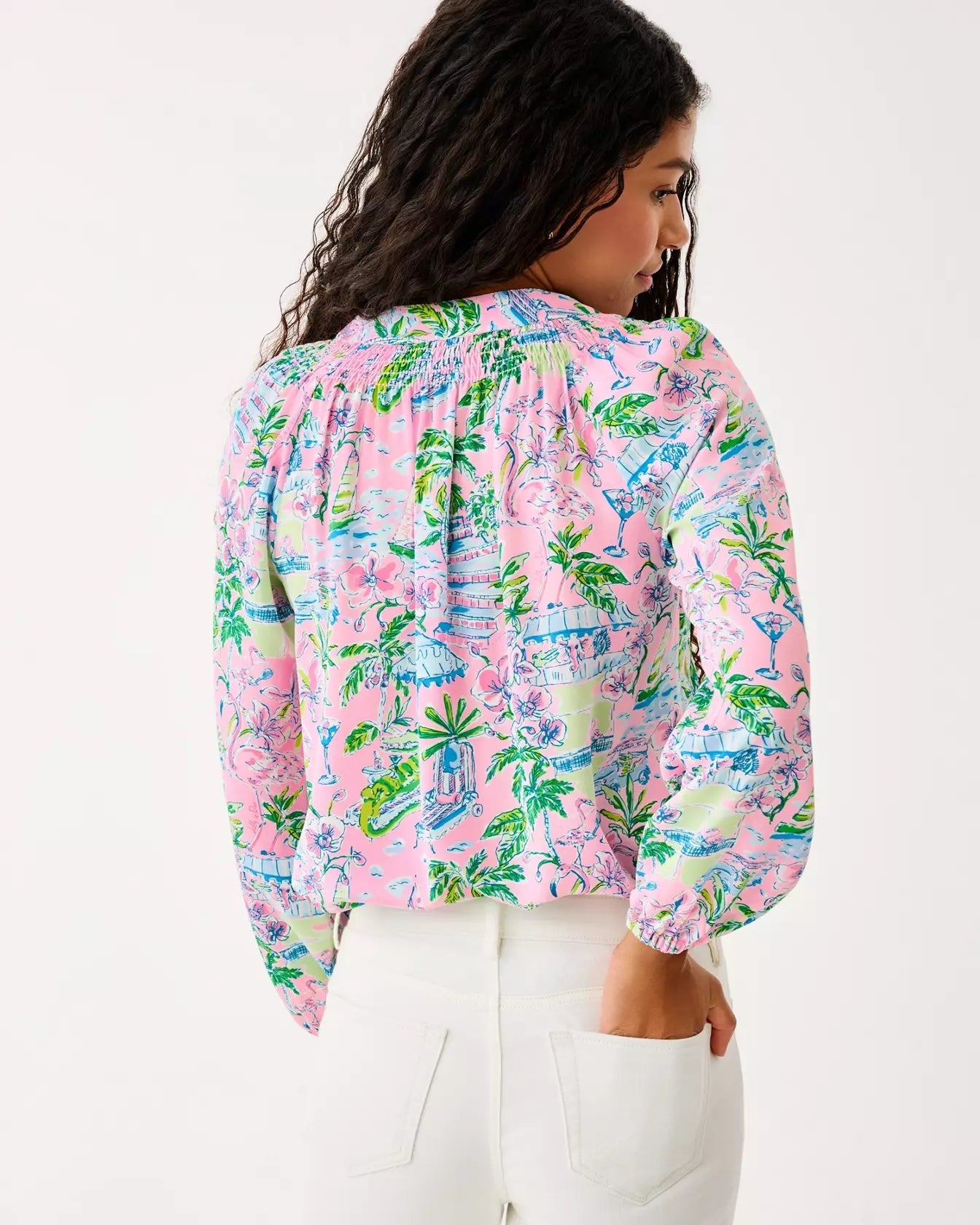 Elsa Silk TopWomen - Tops - BlousesLILLY PULITZERThe Printed Peach Savannah