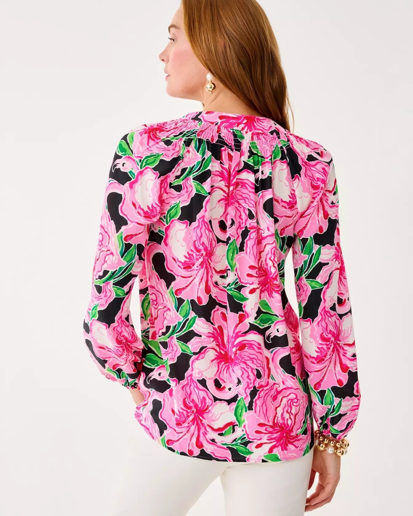 Elsa Silk TopWomen - Tops - BlousesLILLY PULITZERThe Printed Peach Savannah