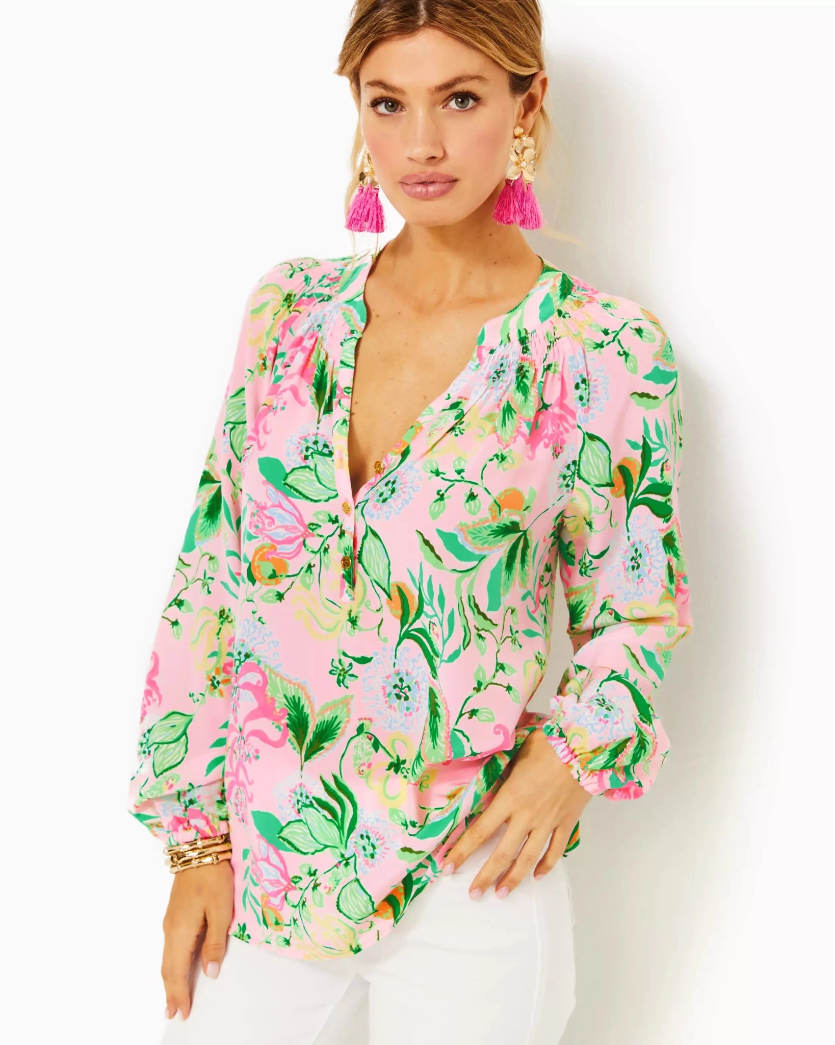 Elsa TopWomens - Tops - BlousesLILLY PULITZERThe Printed Peach Savannah