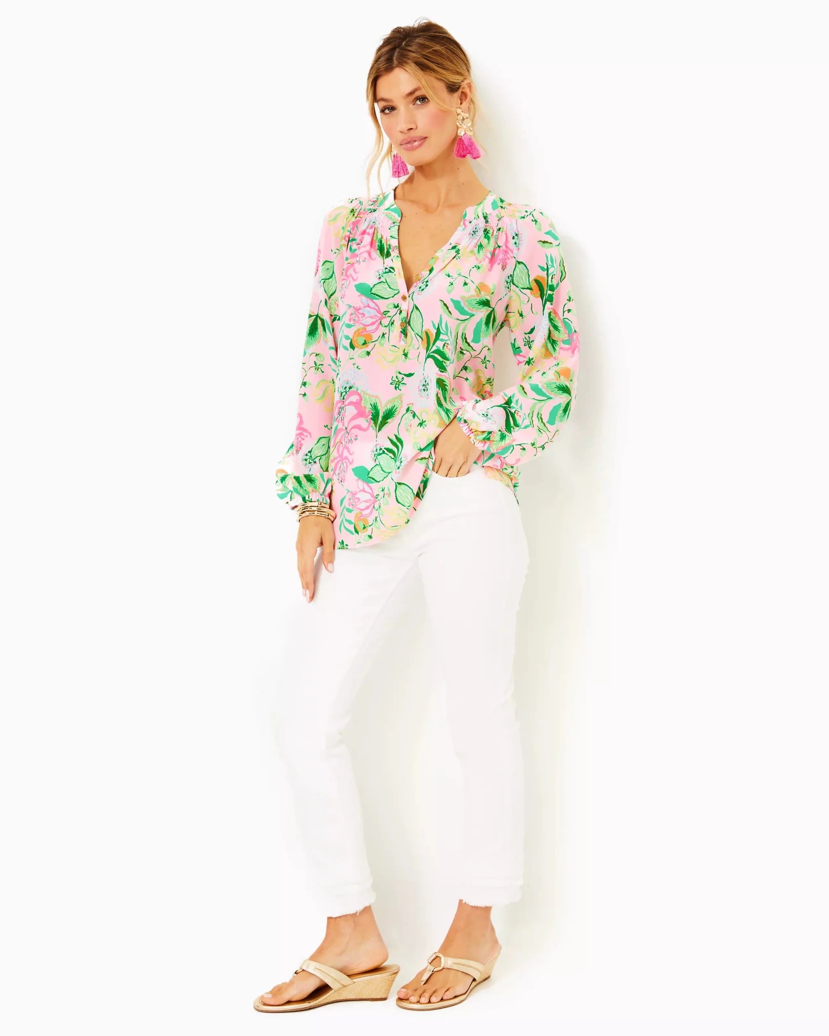 Elsa TopWomens - Tops - BlousesLILLY PULITZERThe Printed Peach Savannah