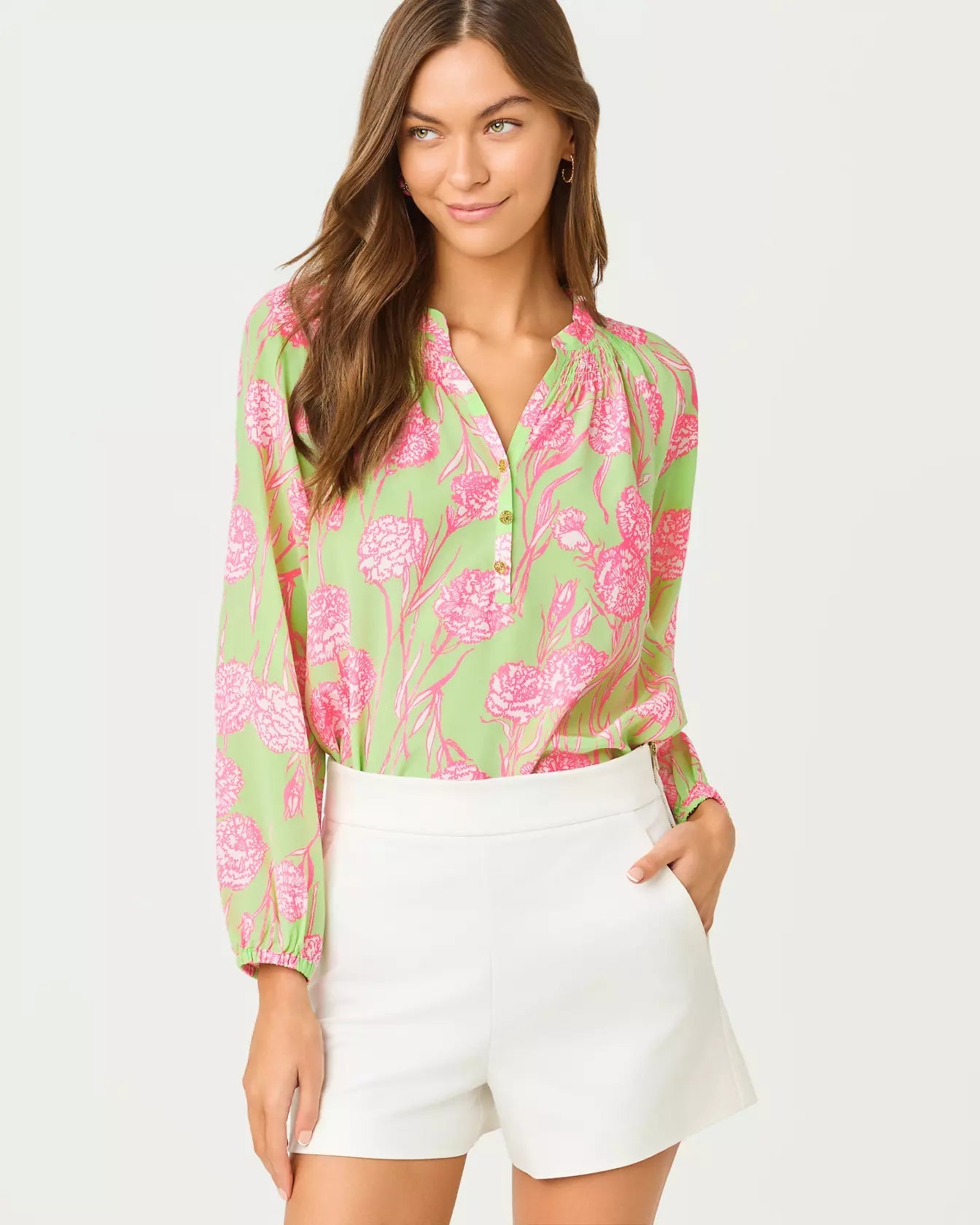 Elsa TopWomen - BlousesLILLY PULITZERThe Printed Peach Savannah