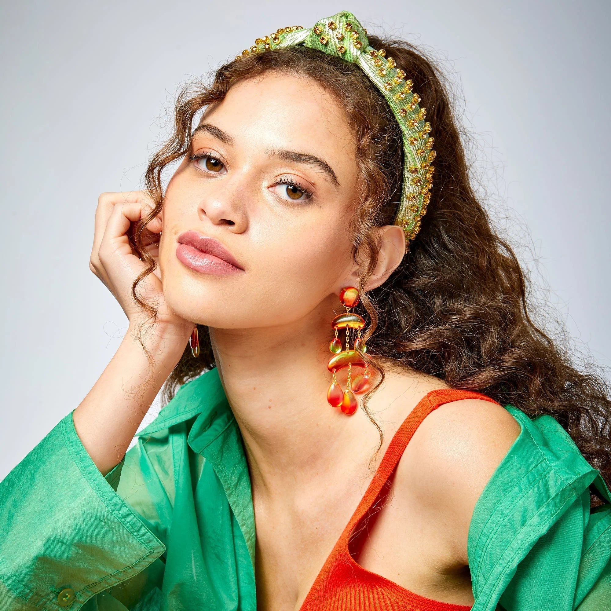 Embellished Brocade Sim Knotted HeadbandHeartland Retail ItemsLele SadoughiThe Printed Peach Savannah