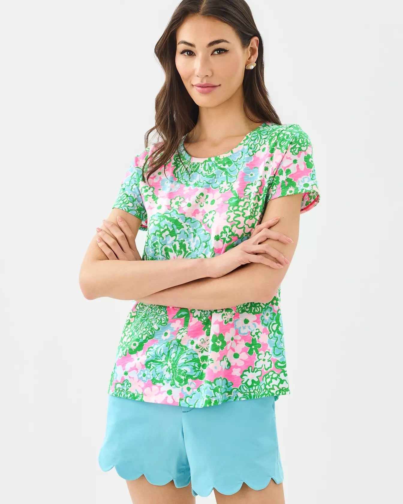 Etta Scoop-neckWomen - Tops - TeeLILLY PULITZERThe Printed Peach Savannah