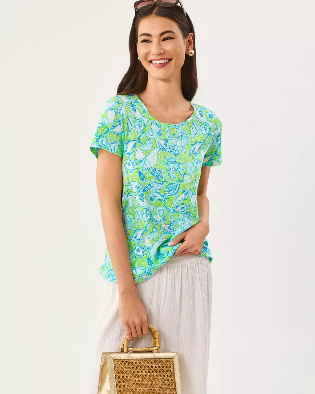 Etta Scoop Neck TopWomen - Tops - TeeLILLY PULITZERThe Printed Peach Savannah