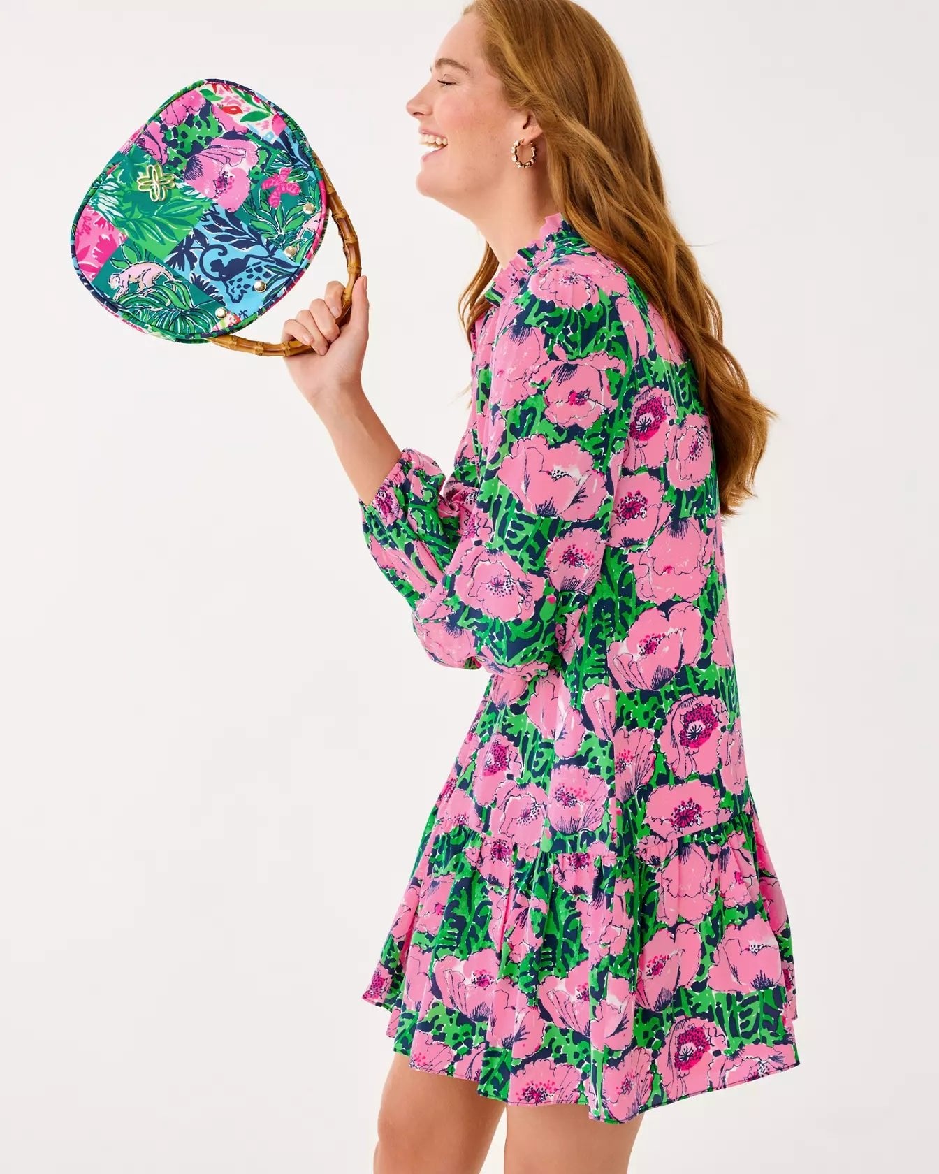 Evaline Silk DressWomen - Dresses A - Line/Easy DressesLILLY PULITZERThe Printed Peach Savannah