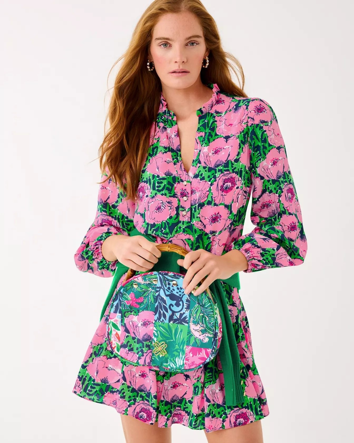 Evaline Silk DressWomen - Dresses A - Line/Easy DressesLILLY PULITZERThe Printed Peach Savannah