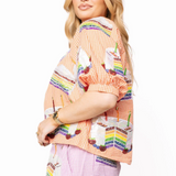 Colorblock Gingham Rainbow Birthday Cake Short
